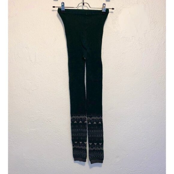 Uniqlo women’s leggings small 26 Green Cold Weather Knit pattern warm winter - Picture 2 of 4